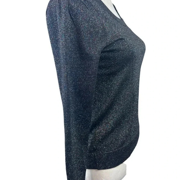 Draper James black sweater with rainbow sparkle and bow on back size XS - Picture 4 of 9